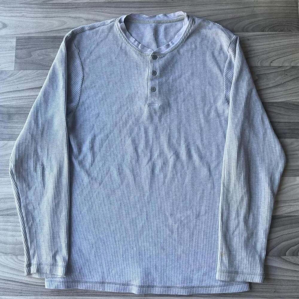 Vintage Y2K Grey Thermal Henley Longsleeve